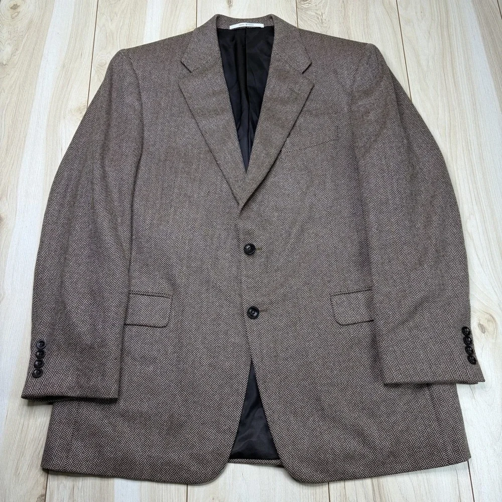 Hickey Freeman Loro Piana 100% Cashmere Herringbone Blazer Mens 42R Sport Coat
